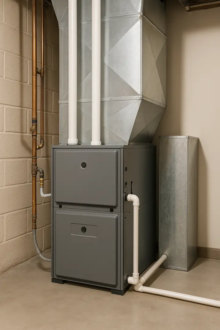 Furnace in House Basement