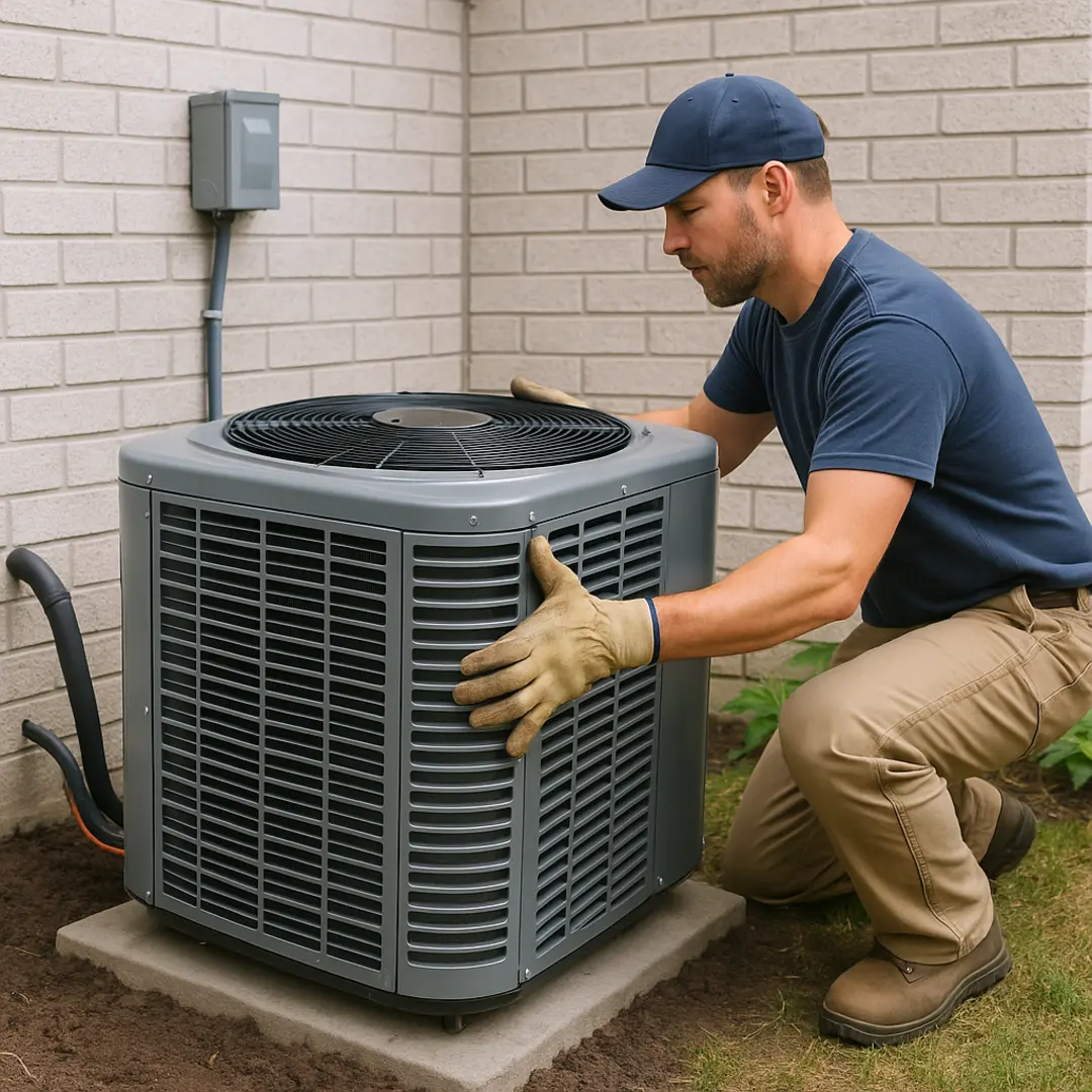 HVAC Technician Installing Central AC